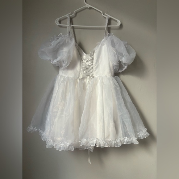 NWT sugar thrillz organza lace up mini puffy Dress size large - Picture 3 of 5